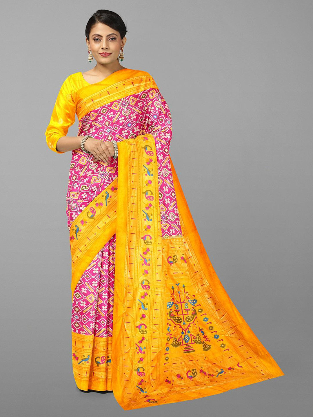 

Kalamandir Ethnic Motifs Printed Saree, Pink