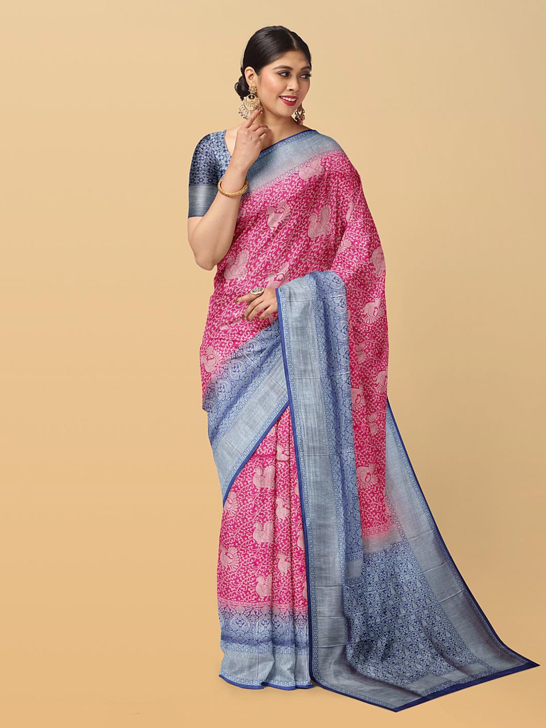 

Kalamandir Ethnic Printed Saree, Pink
