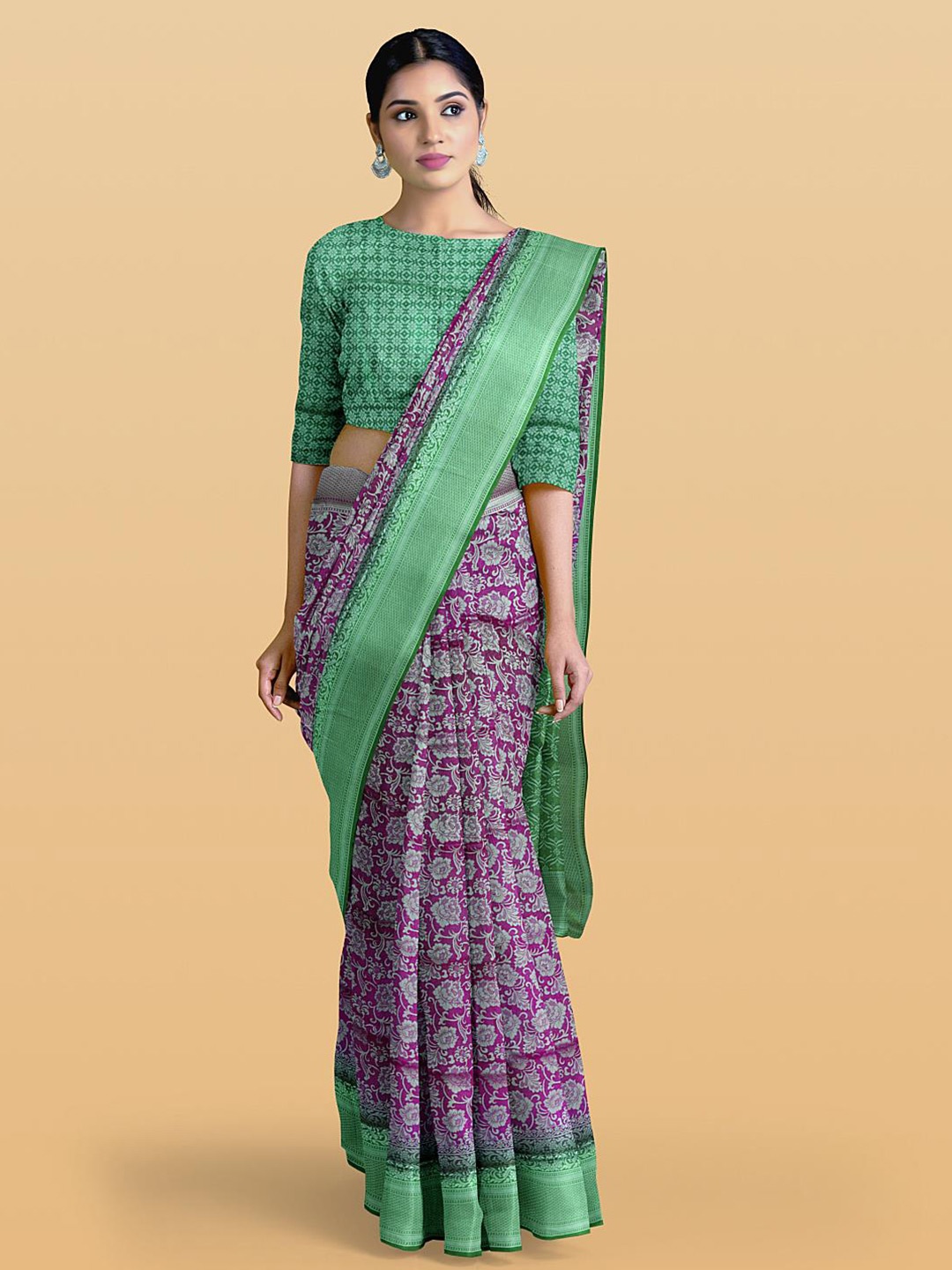 

Kalamandir Ethnic Motifs Woven Design Zari Saree, Purple