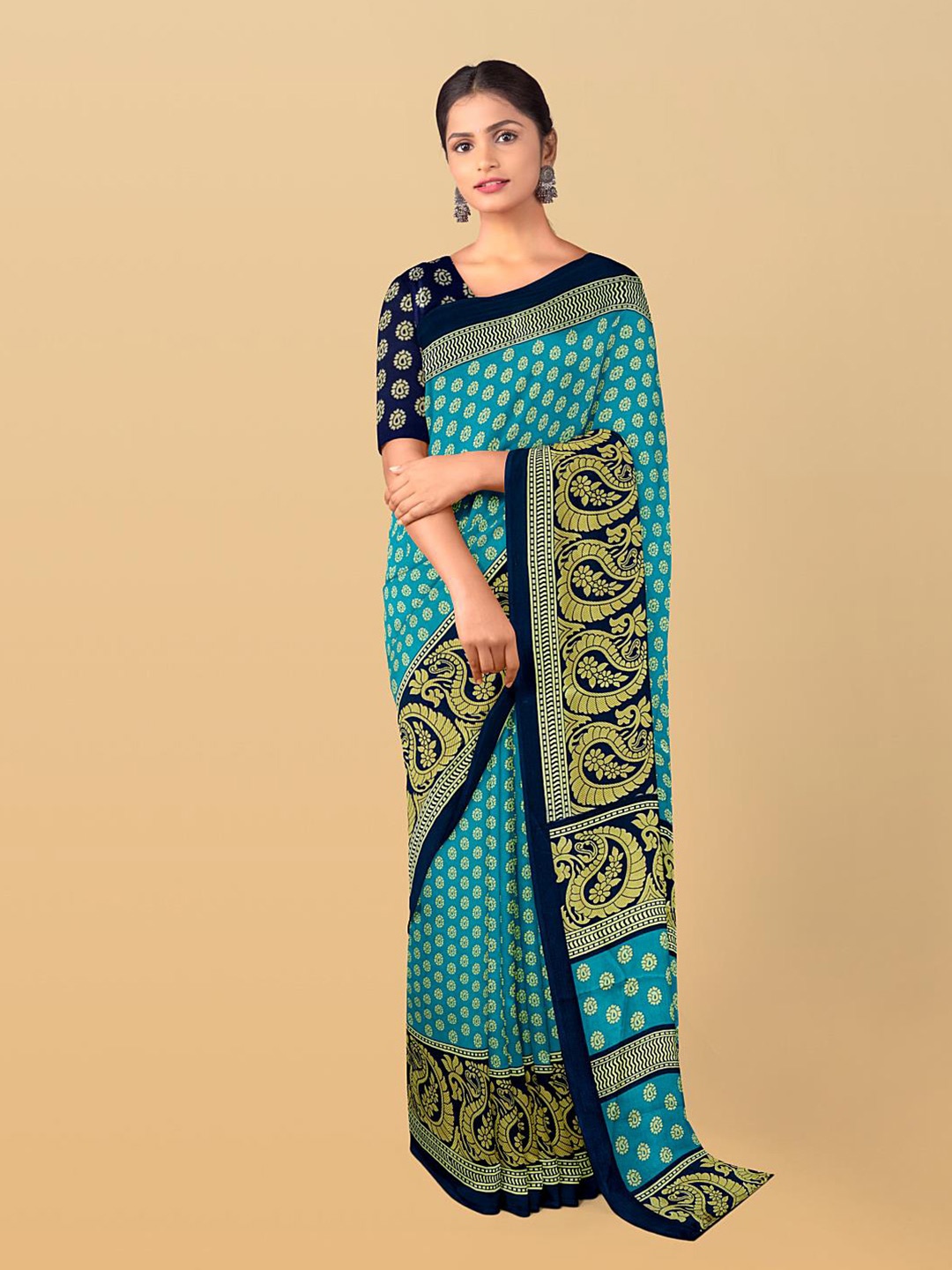 

Kalamandir Ethnic Motifs Woven Design Zari Saree, Blue