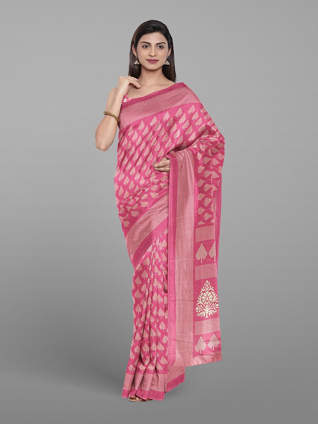 

Kalamandir Ethnic Motifs Woven Design Saree, Pink