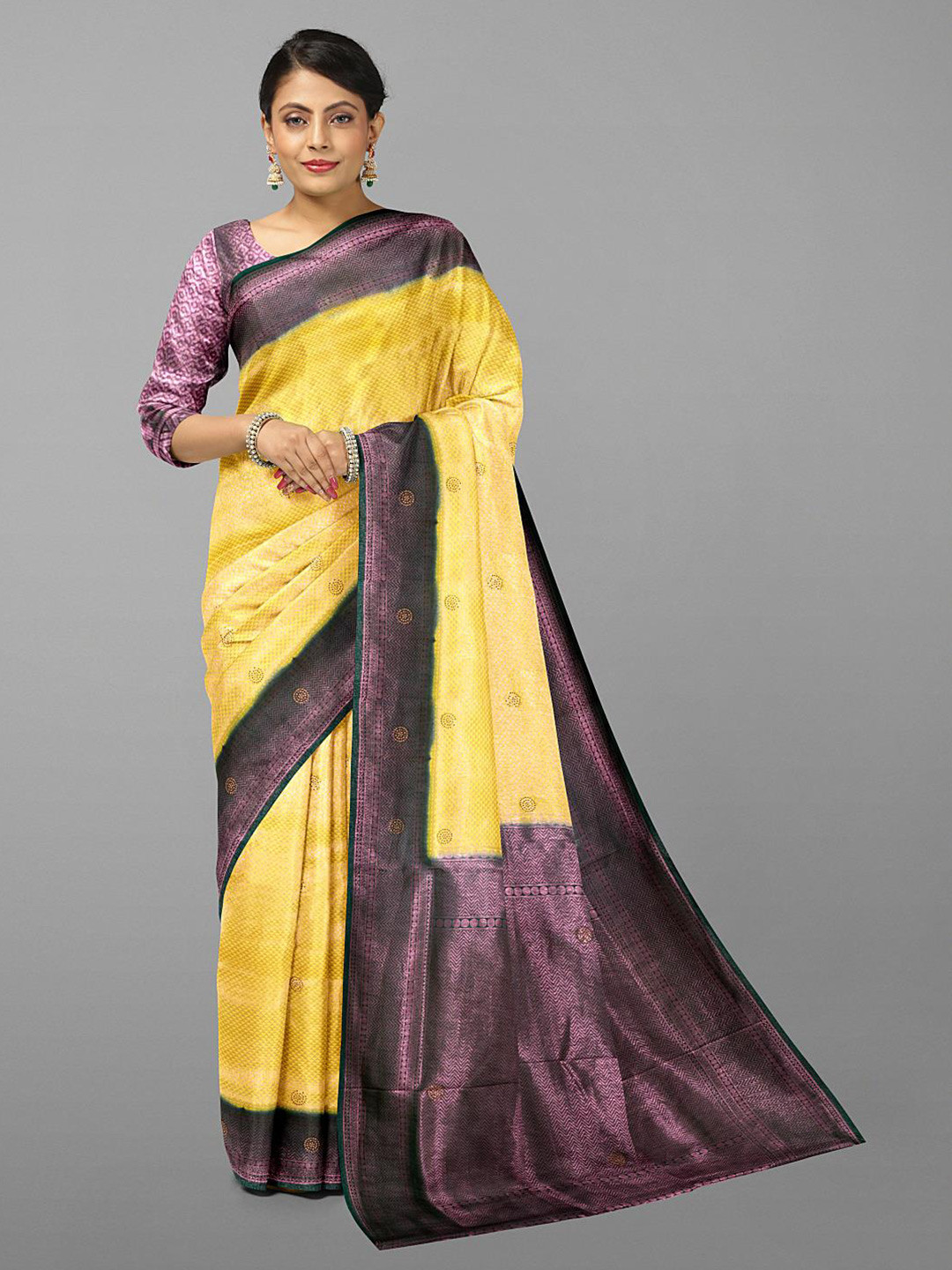 

Kalamandir Woven Design Zari Saree, Yellow