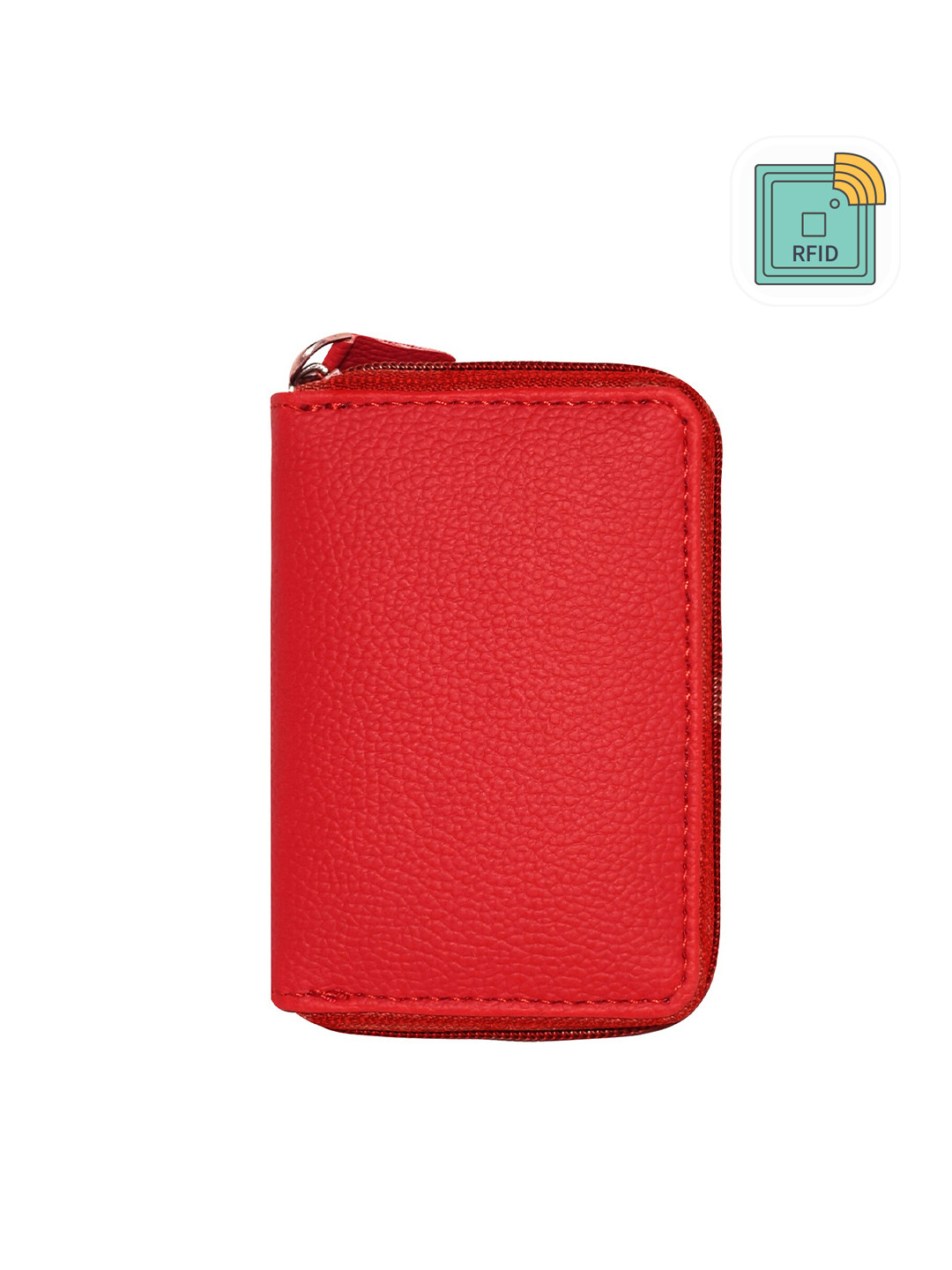 

GREEN DRAGONFLY Textured PU Card Holder, Red