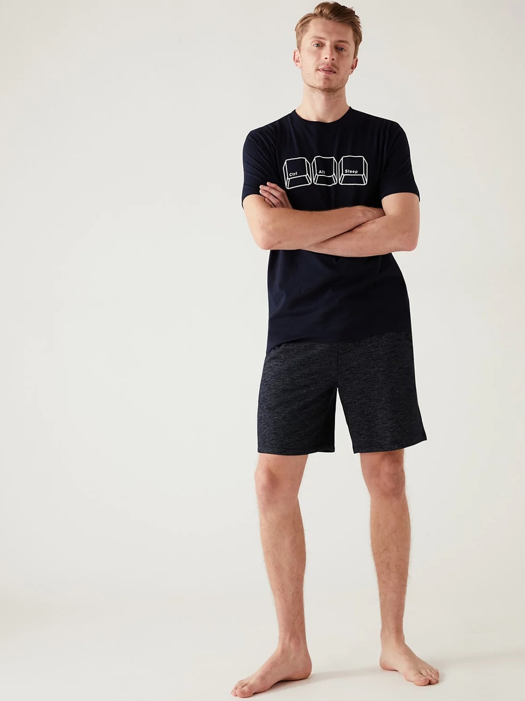 

Marks & Spencer Men Mid-Rise Shorts, Blue