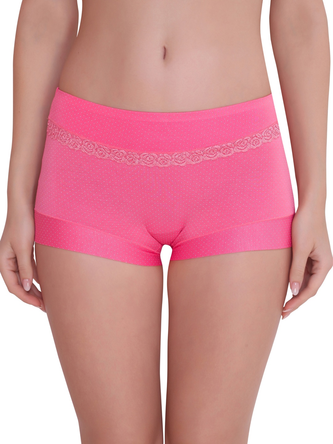 

PLUMBURY Women Polka Dot Printed Cotton Boyshort Briefs PLBSP11W810522PNK, Pink