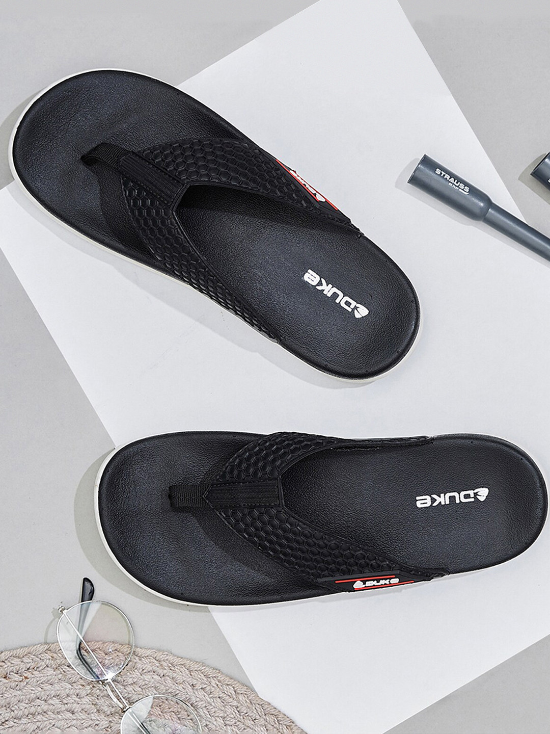 

Duke Men Self Design Thong Flip-Flops, Black