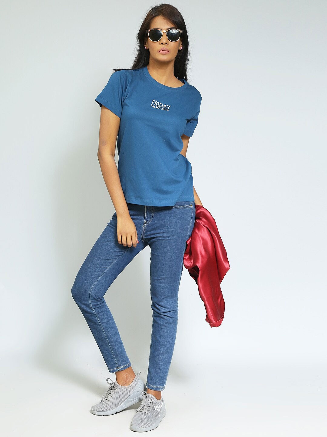 

Mast & Harbour Blue Typography Printed Pure Cotton Relaxed Fit T-shirt