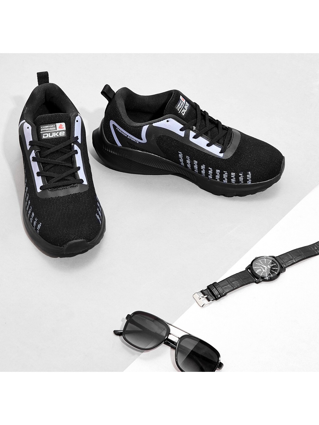 

Duke Men Textile Running Shoes, Black