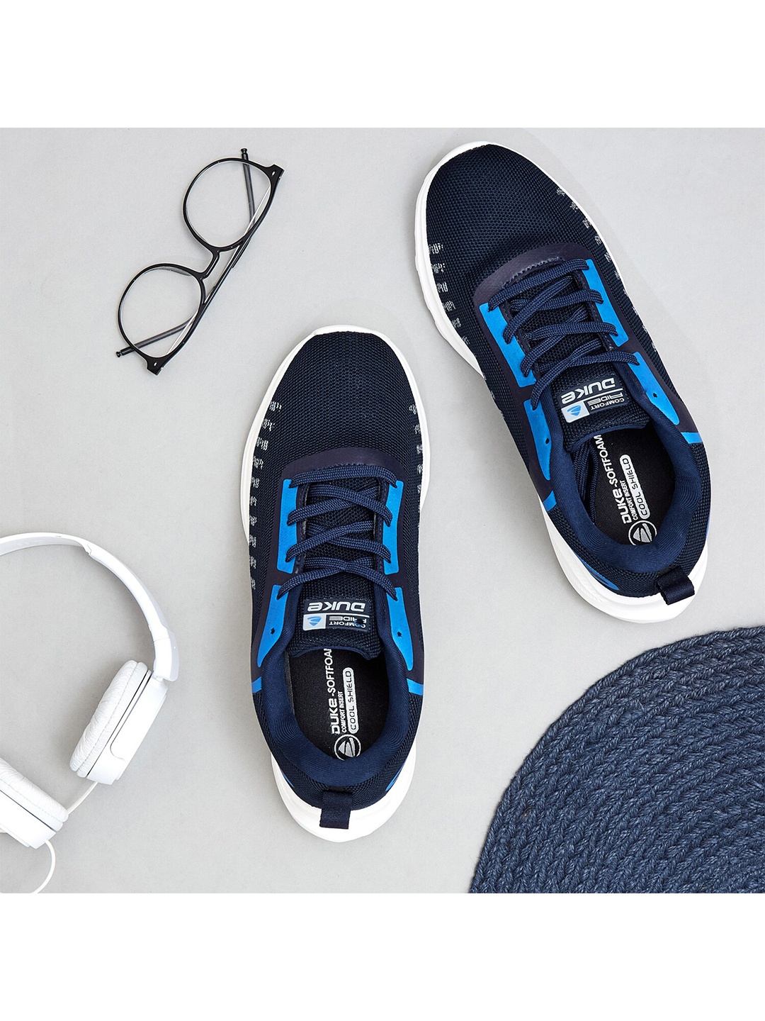 

Duke Men Textile Running Shoes, Navy blue