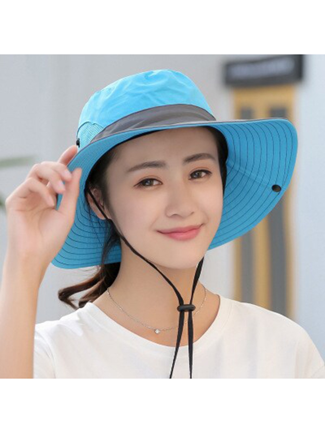

Alexvyan Breathable Venting Wide Brim Round SunVisor UV Protection Hat, Blue