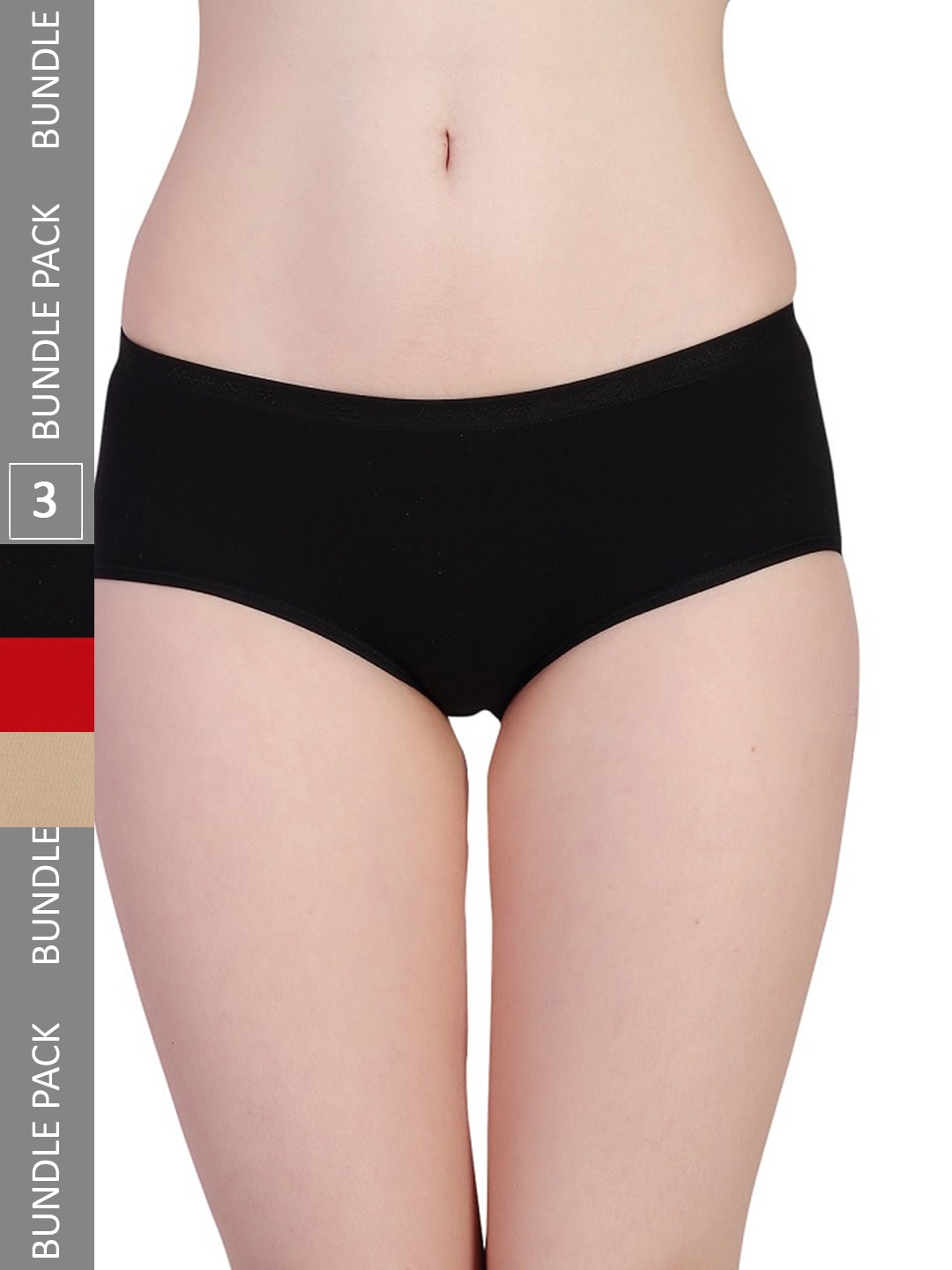 

PLUMBURY Women Pack of 3 Pure Cotton Period Panties PLPANTY11200622RED/BL/BG-S, Red