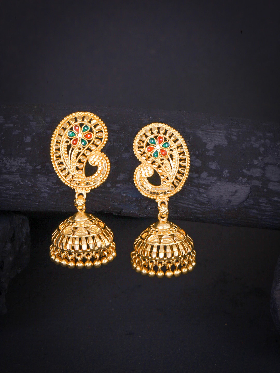 

MEENAZ Gold-Plated Dome Shaped Jhumkas
