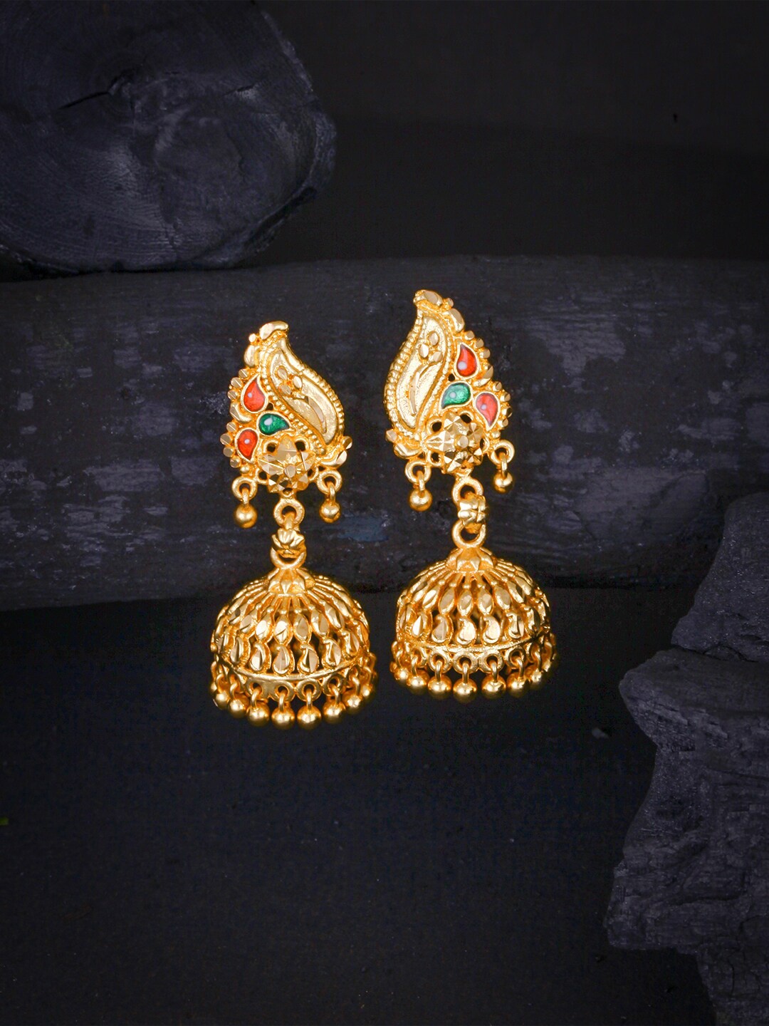 

MEENAZ Gold-Plated Peacock Shaped Jhumkas Earrings