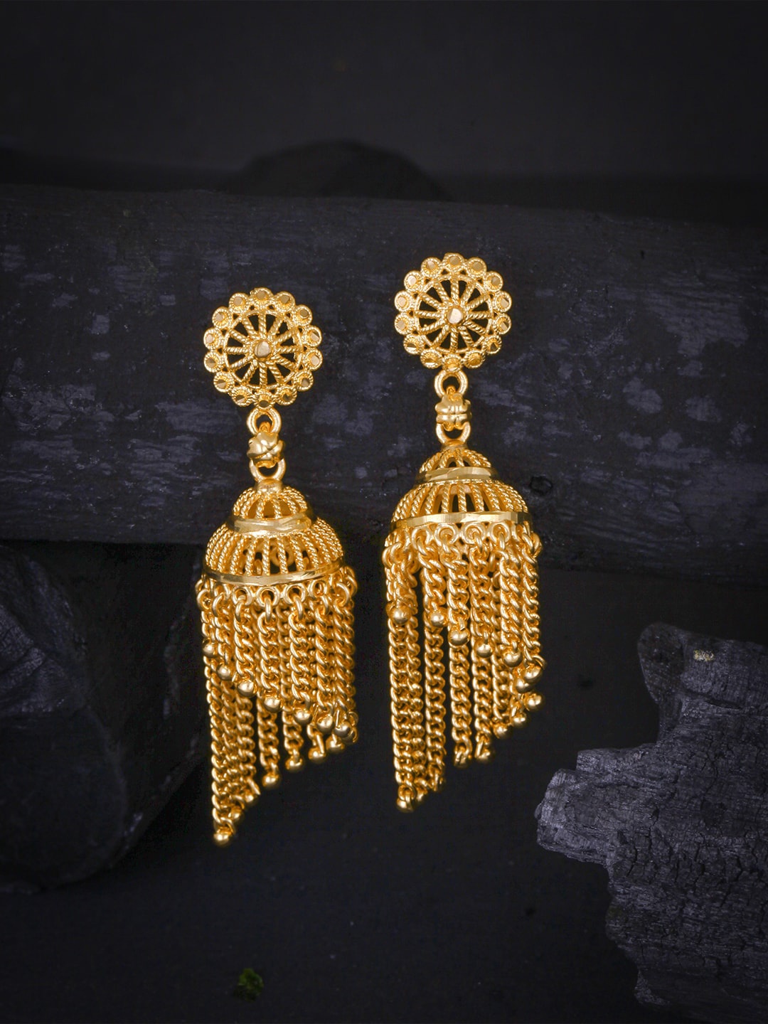 

MEENAZ Gold-Plated Dome Shaped Jhumkas