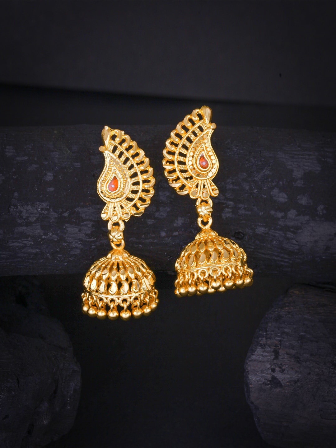 

MEENAZ Gold-Plated Dome Shaped Jhumkas