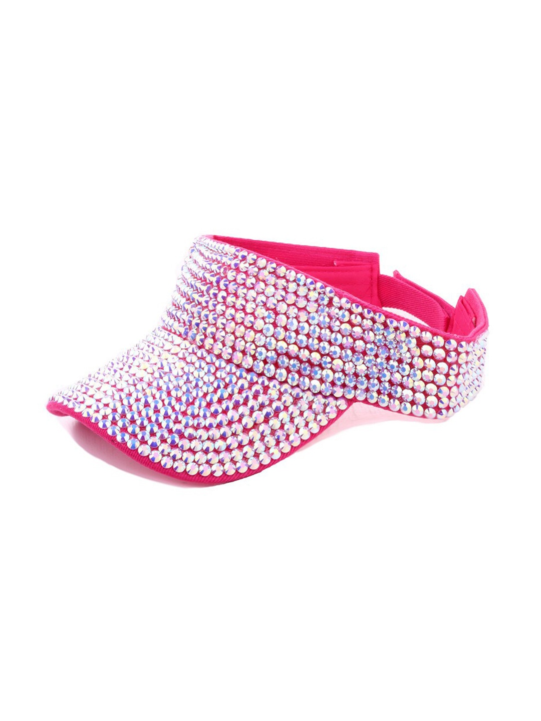 

Alexvyan Women Rhinestones Embroidered Cotton Visor Cap, Pink