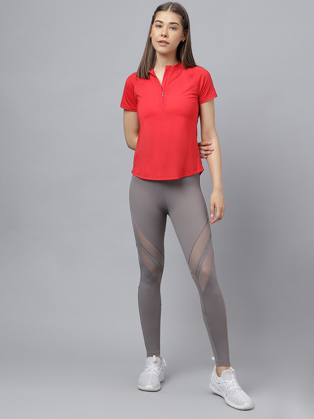 

Fitkin Anti Odour High Neck Relaxed Fit T-shirt, Red