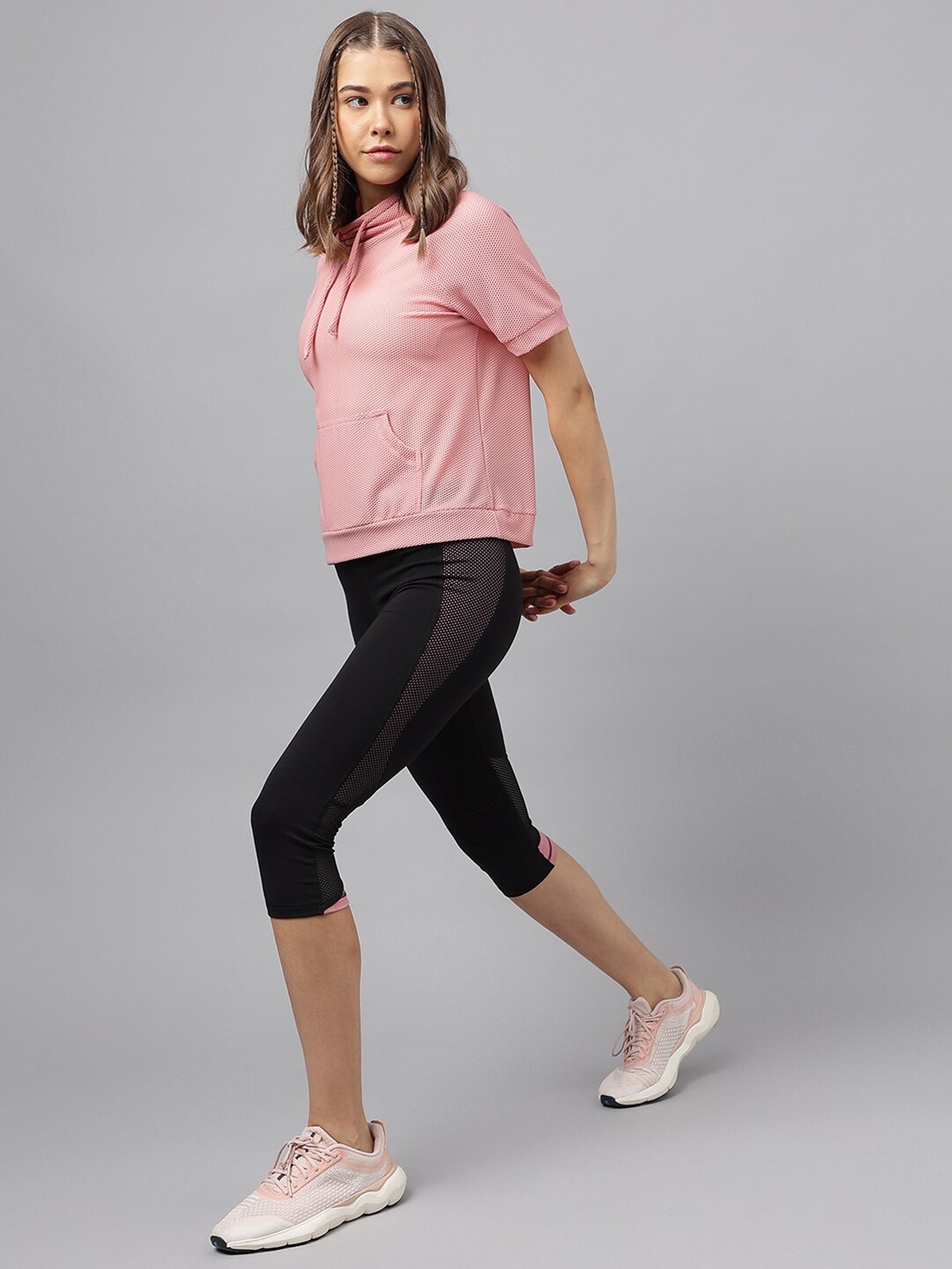 

Fitkin Self Design Hooded Top, Pink