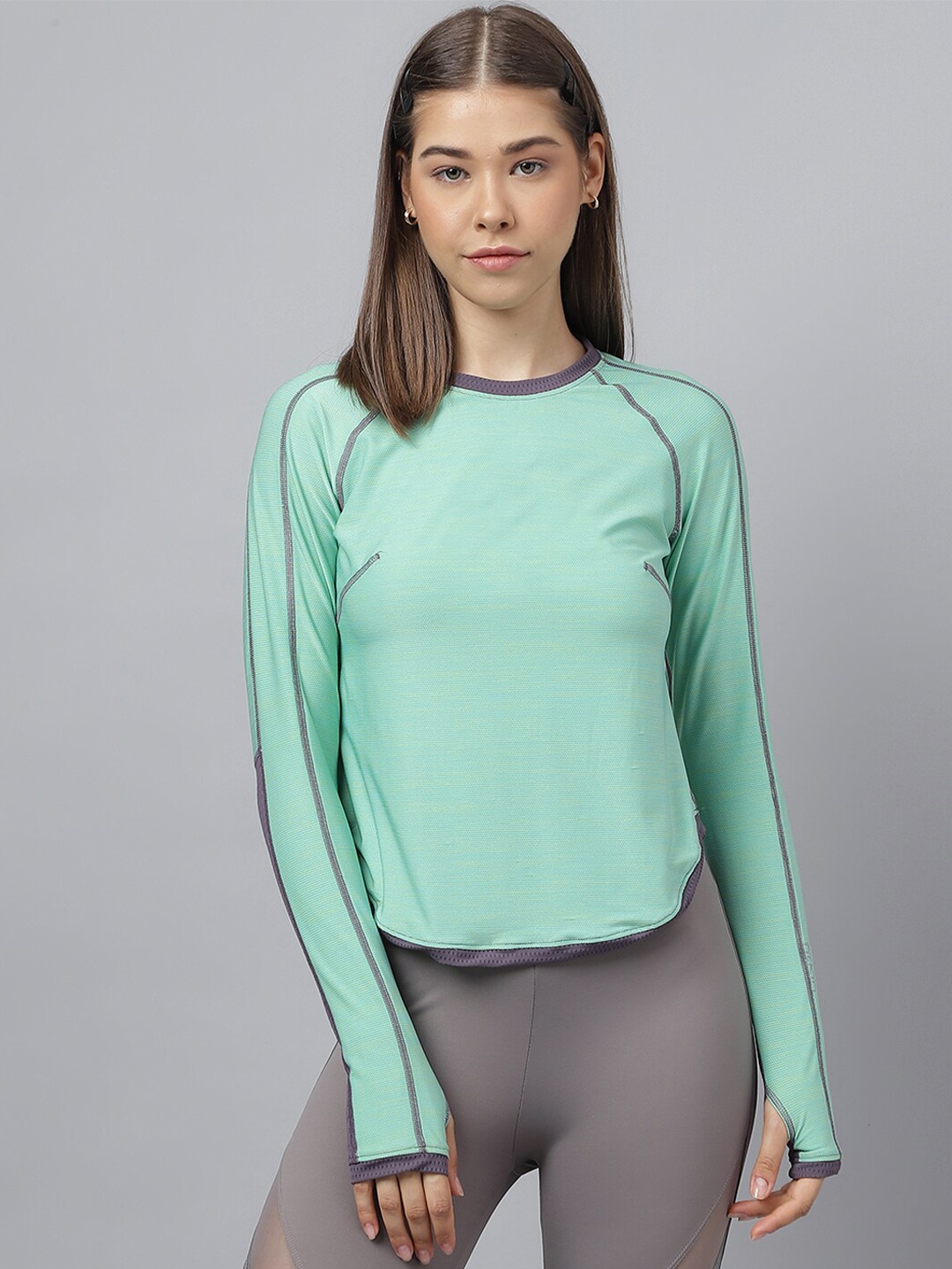 

Fitkin Super Soft Four-Way Stretch Fabric Raglan Sleeves Breathable T-Shirt, Green