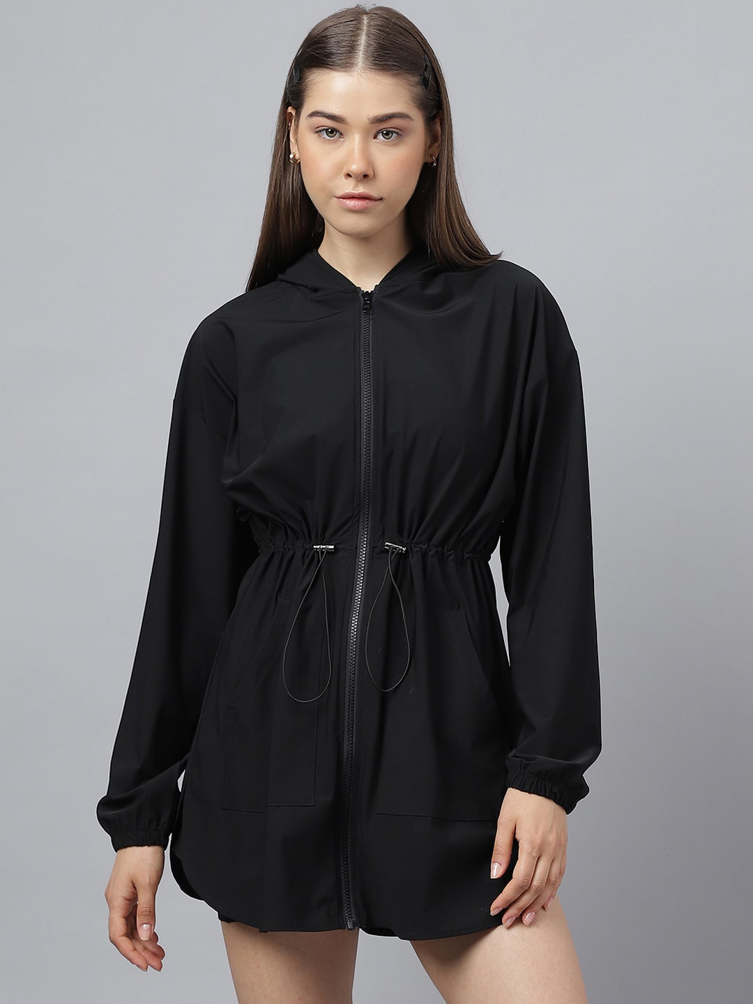 

Fitkin Lightweight Longline Training Anti-Odour Sports Jacket, Black