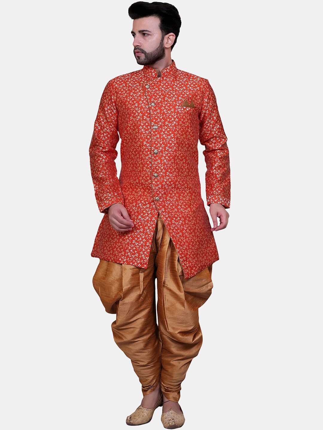 

Avaeta Floral Printed Sherwani Set, Orange