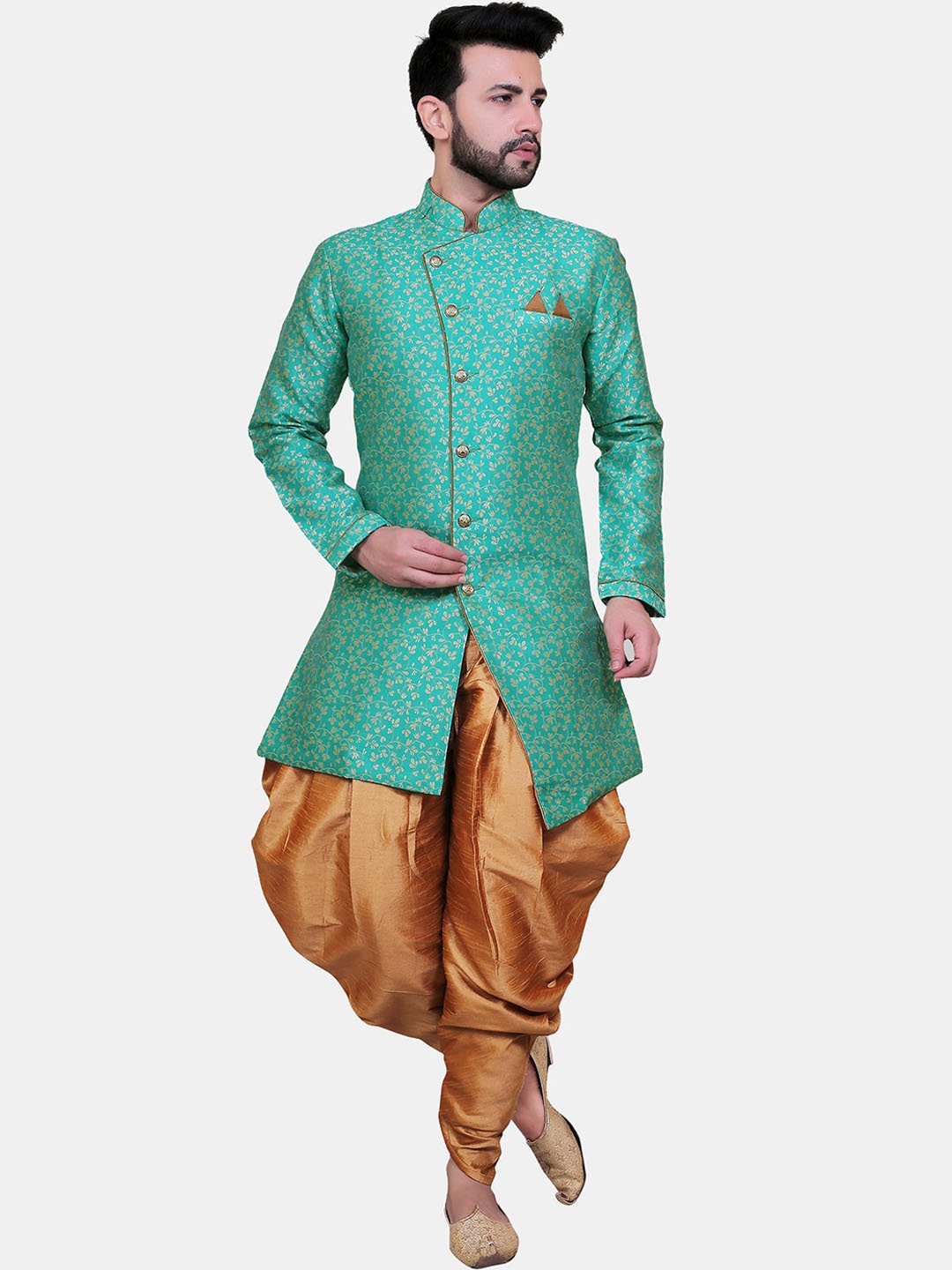 

Avaeta Floral Printed Sherwani With Patiyala Set, Blue