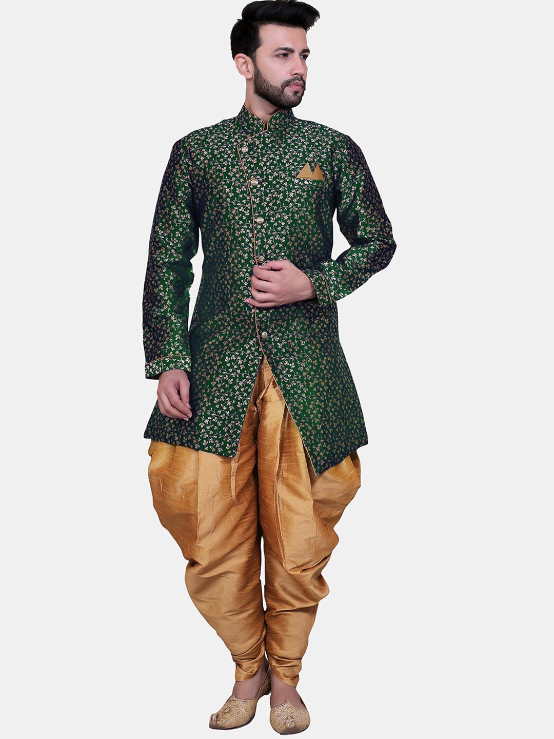 

Avaeta Floral Printed Sherwani With Patiyala Set, Green