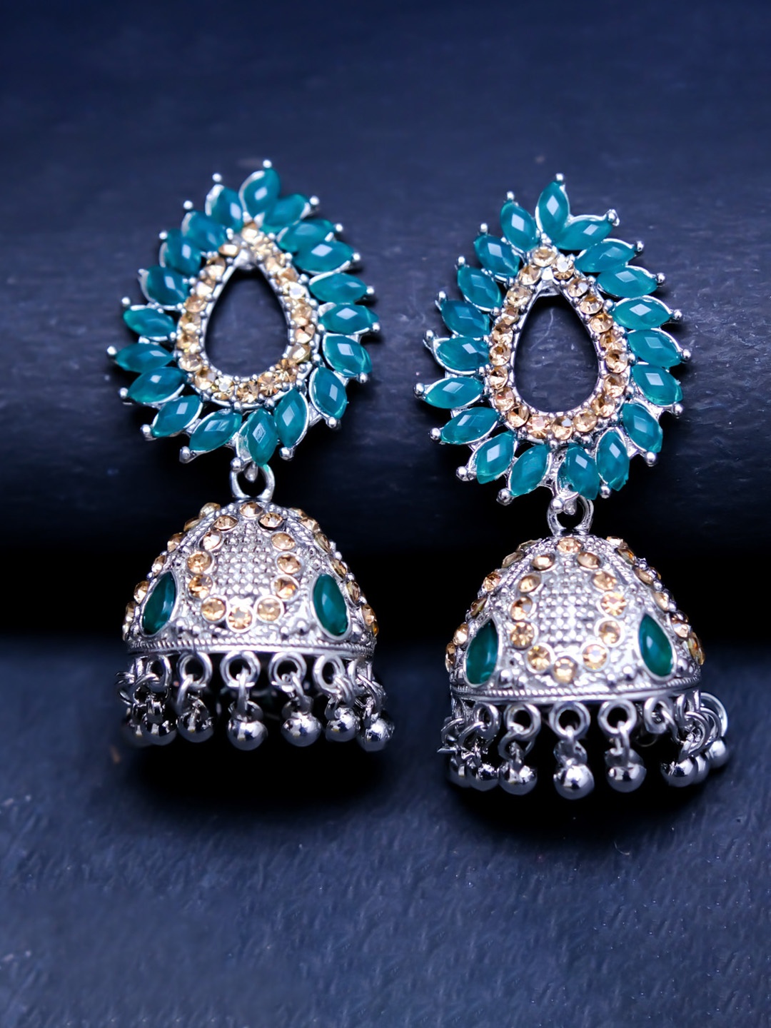 

Ibtida Silver-Plated Dome Shaped Jhumkas