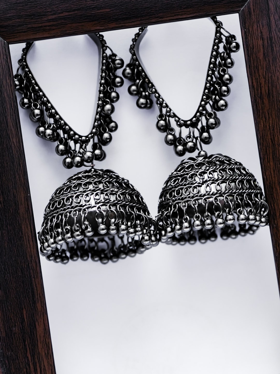

Ibtida Silver-Plated Dome Shaped Jhumkas