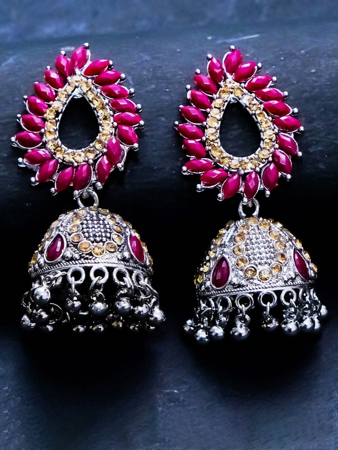 

Ibtida Silver-Plated Dome Shaped Jhumkas