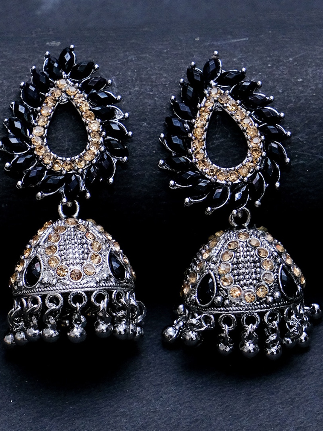 

Ibtida Silver-Plated Dome Shaped Jhumkas