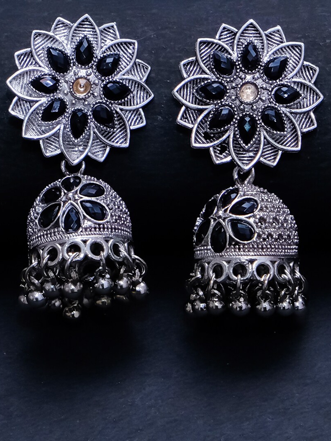 

Ibtida Silver-Plated Dome Shaped Jhumkas