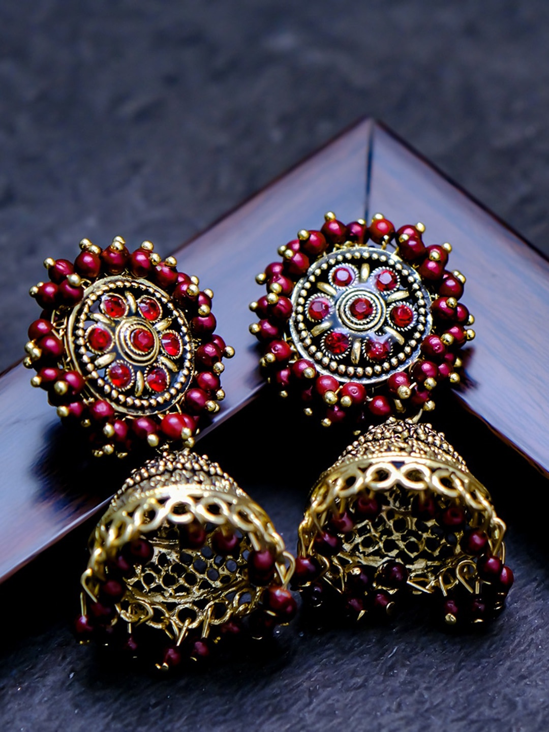 

Ibtida Gold-Plated Dome Shaped Jhumkas