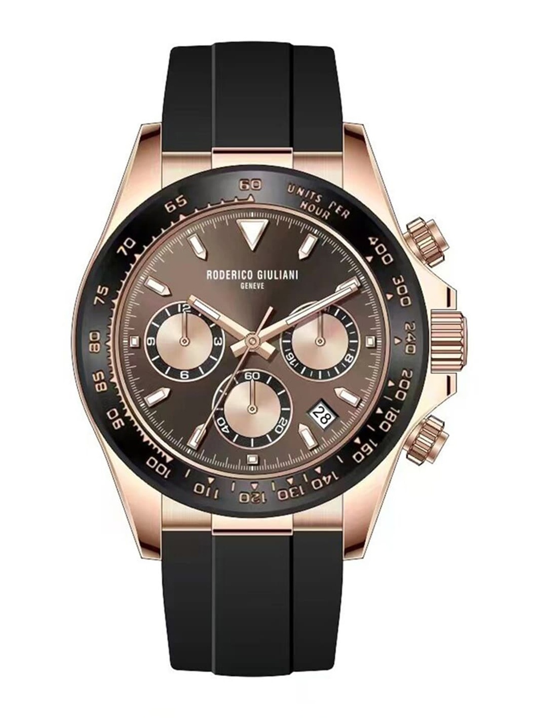 

RODERICO GIULIANI Textured Straps Analogue Chronograph Watch, Rose gold