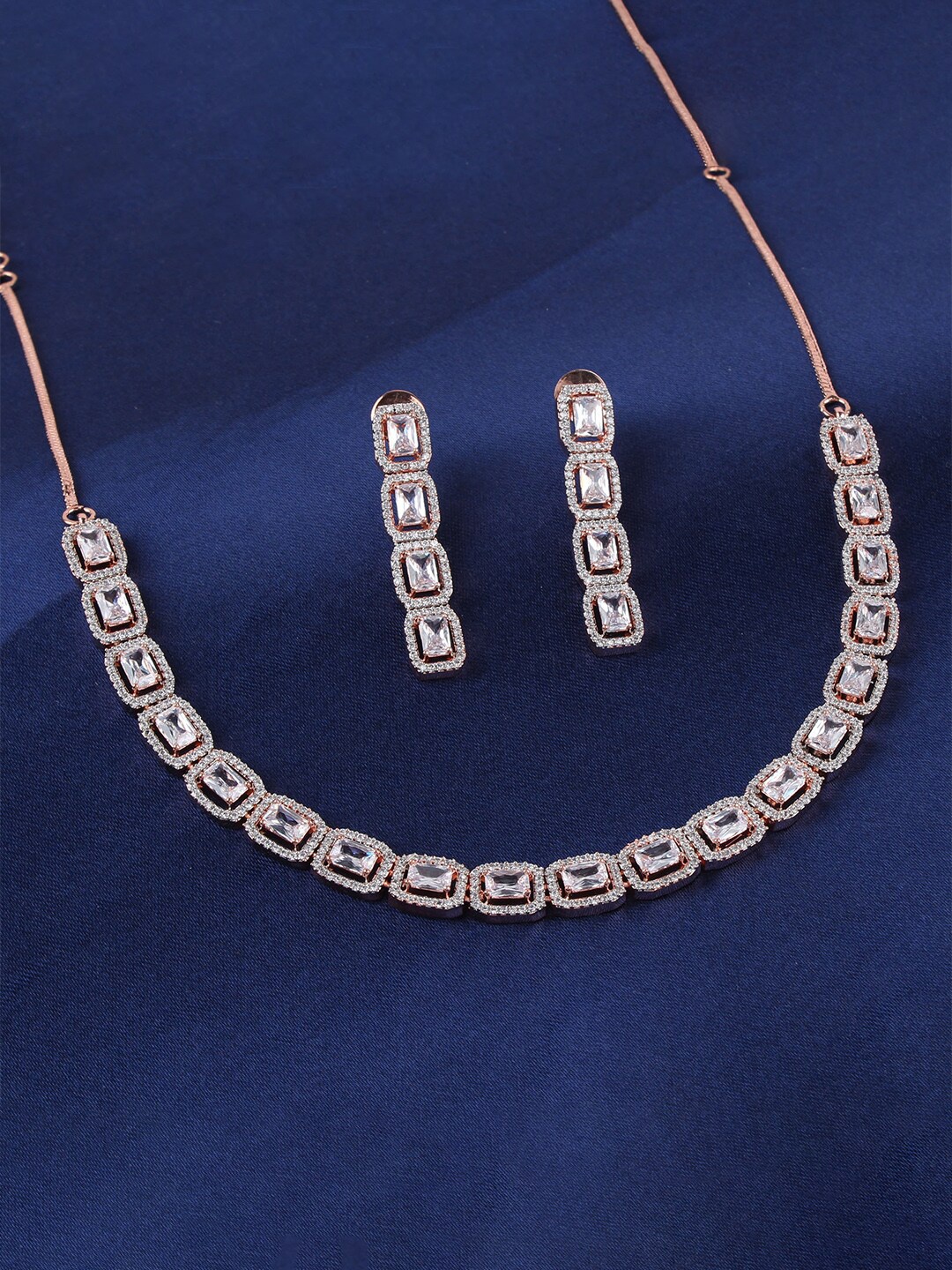 

Mirana Rose Gold-Plated American Diamond Jewellery Set