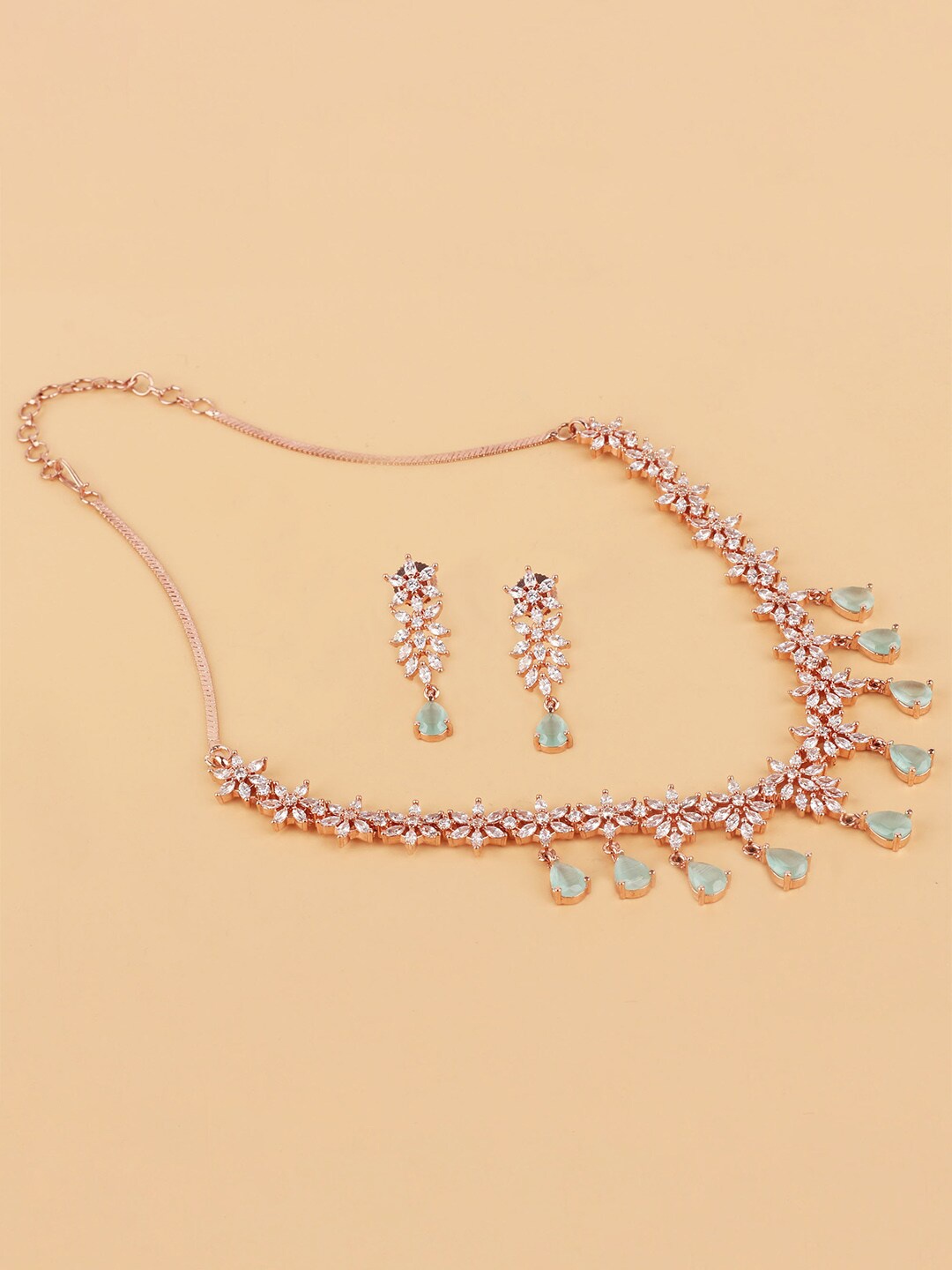 

Mirana Rose Gold-Plated American Diamond Jewellery Set