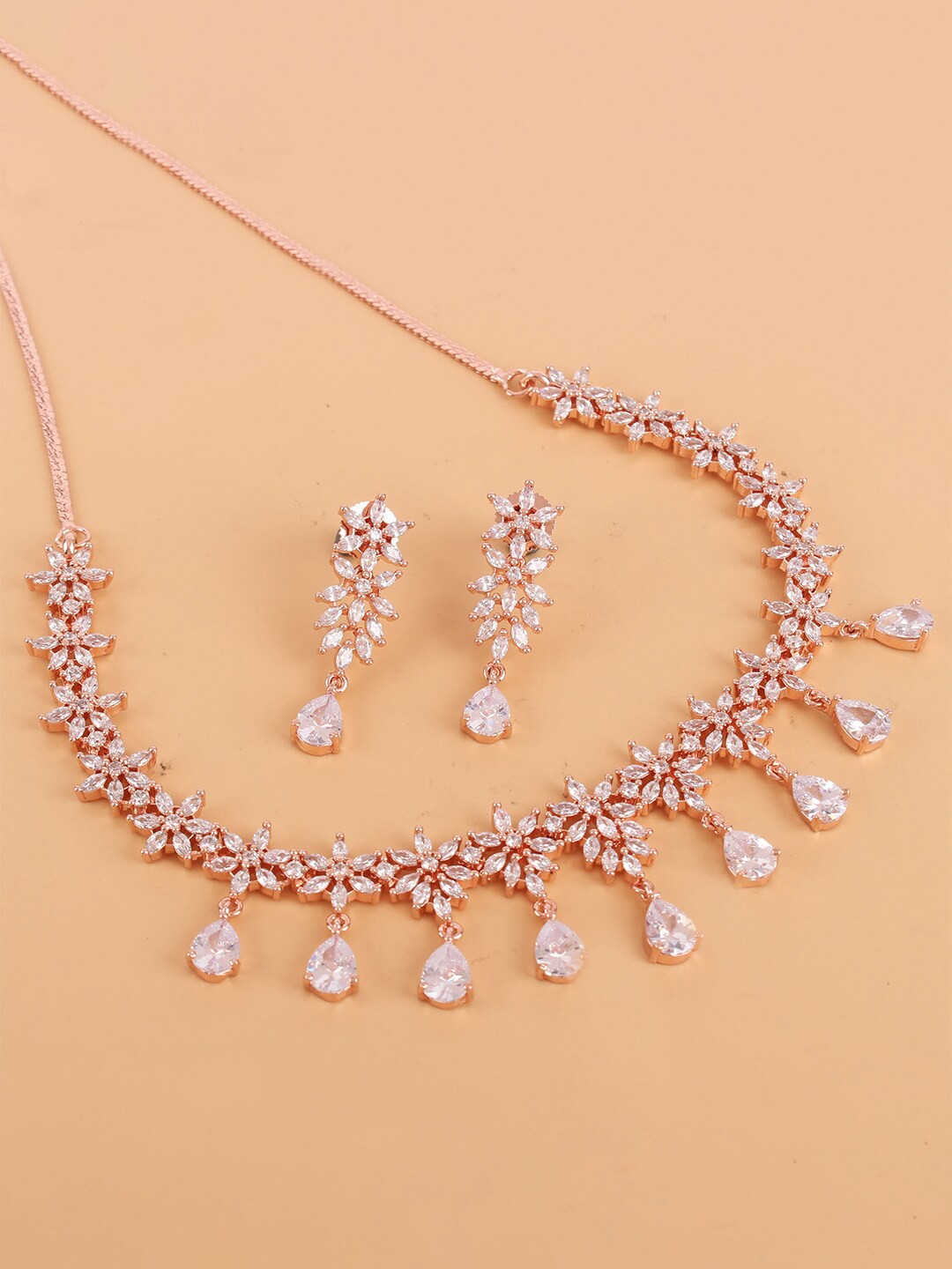 

Mirana Rose Gold-Plated AD Studded Jewellery Set