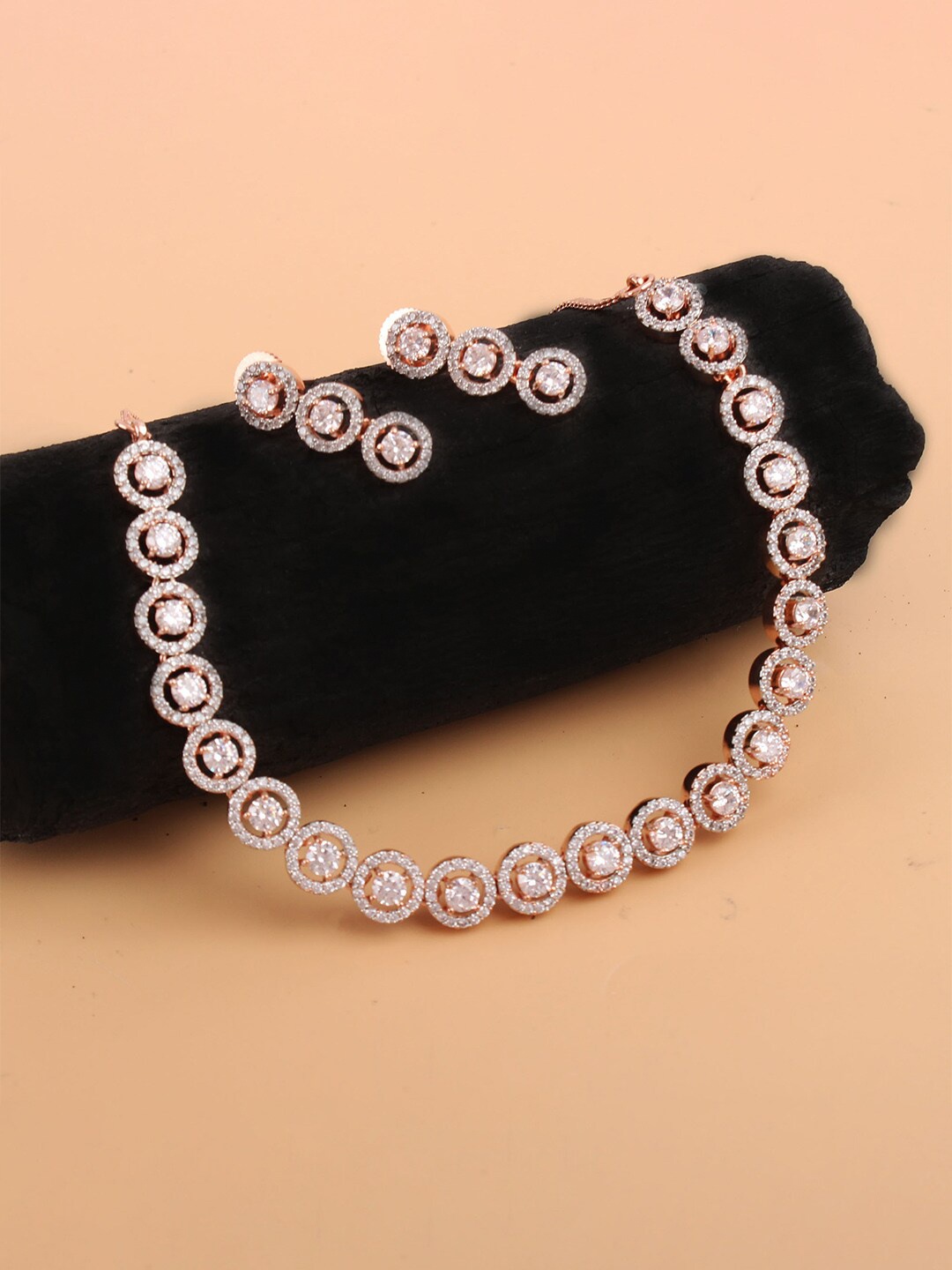 

Mirana Rose Gold-Plated American Diamond Jewellery Set