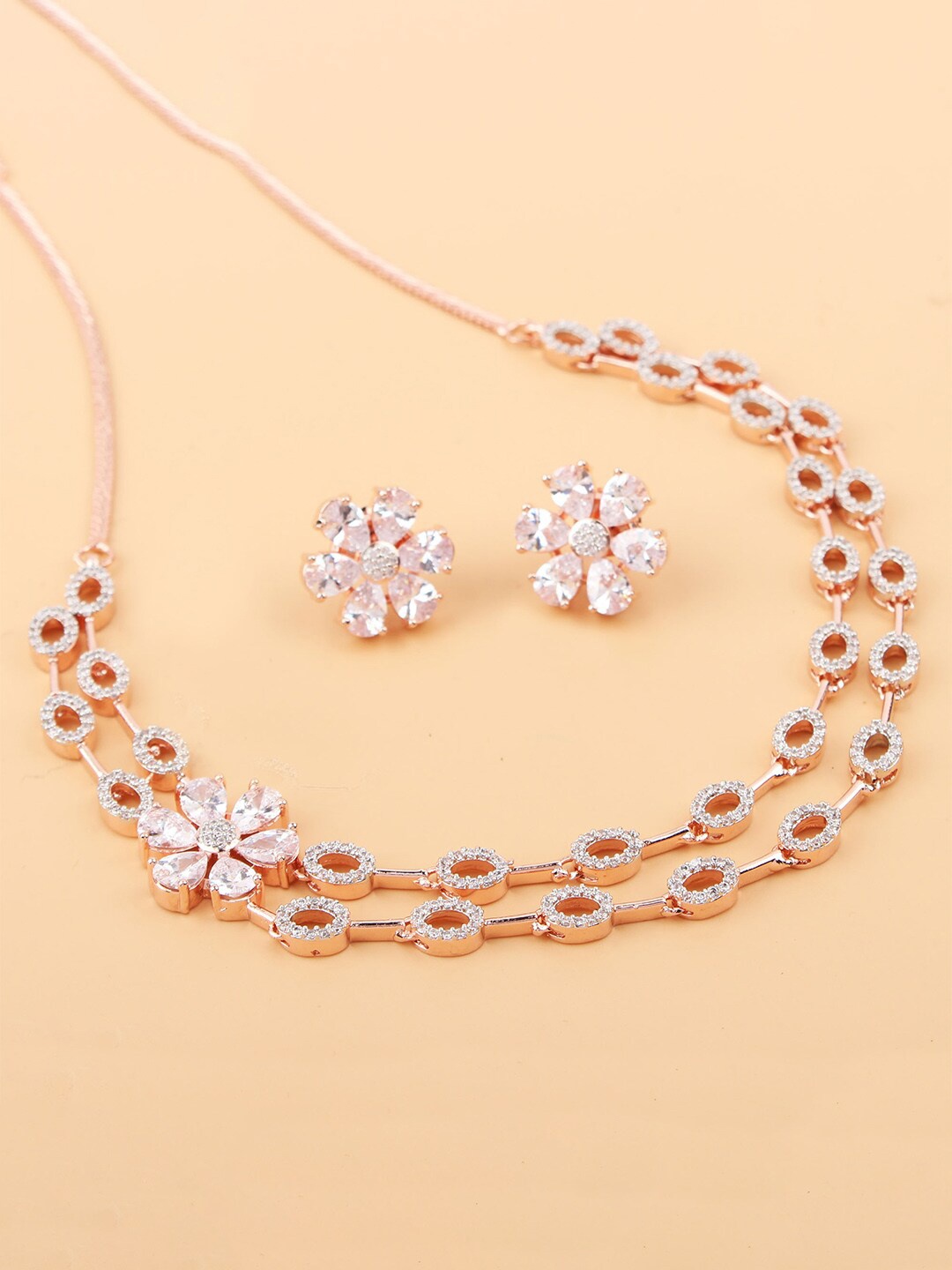 

Mirana Rose Gold-Plated Layered Necklace With Earrings