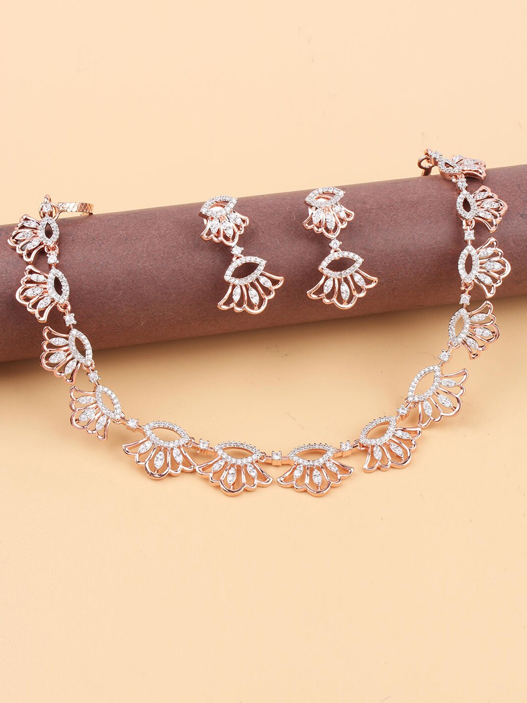 

Mirana Rose Gold-Plated American Diamond Jewellery Set