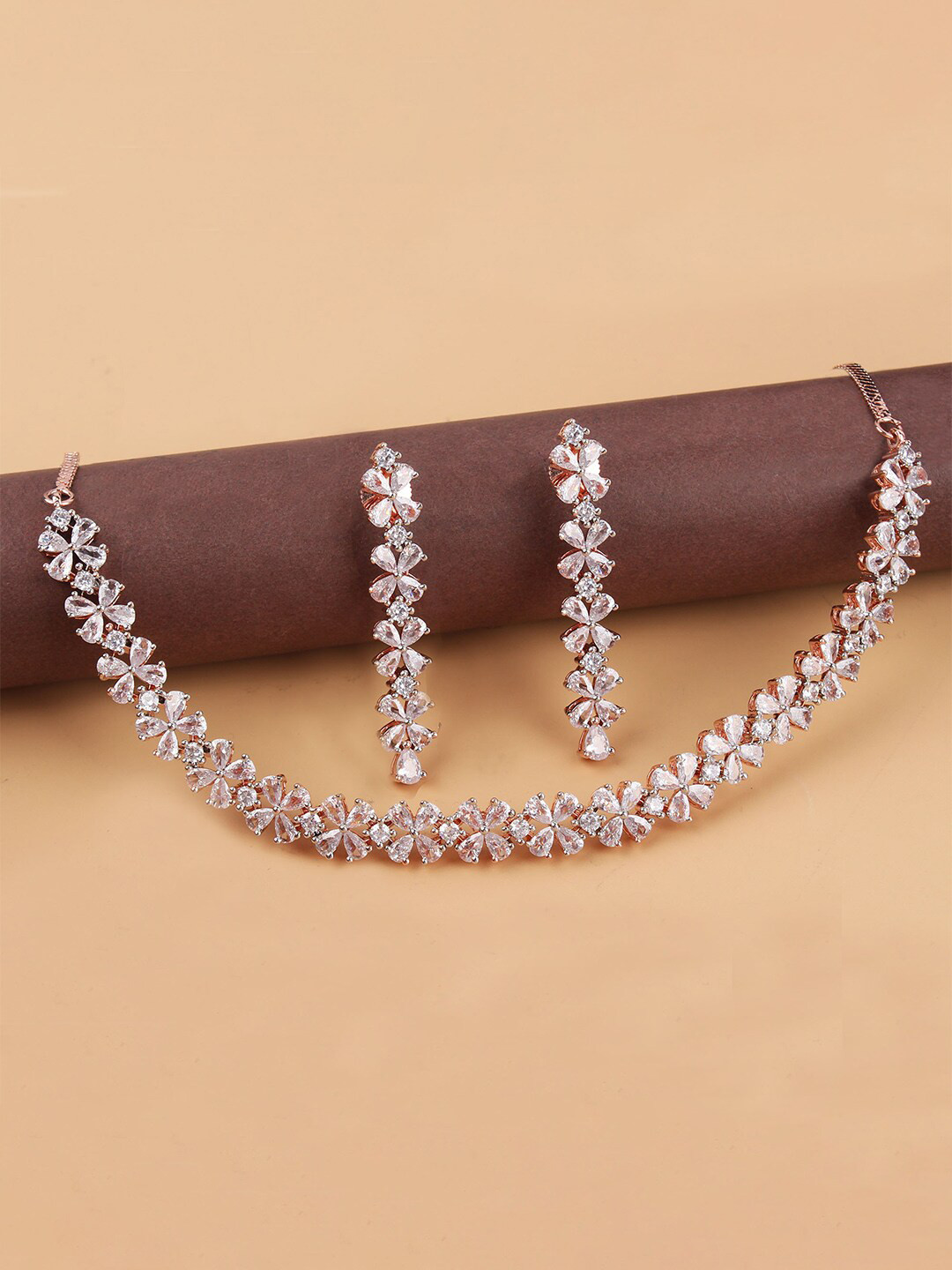 

Mirana Rose Gold-Plated American Diamond Jewellery Set