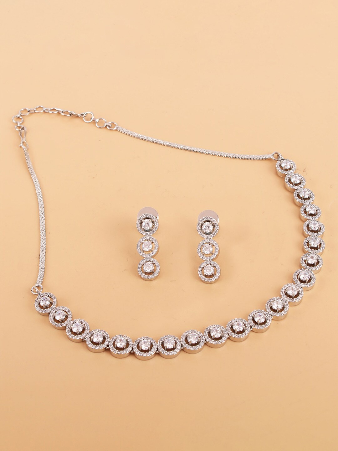 

Mirana Silver-Plated Solitaire Round Shaped Jewellery Set