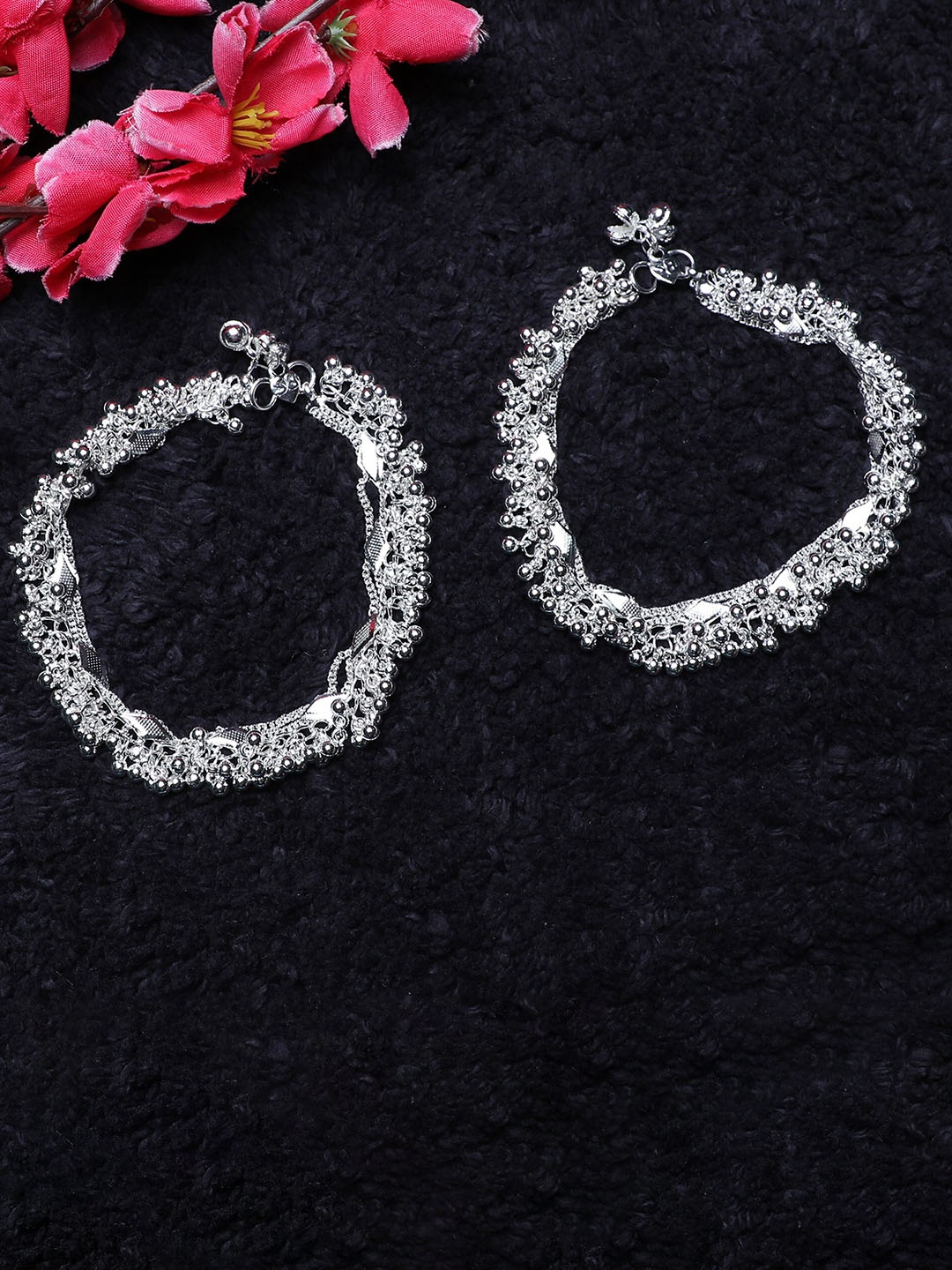 

ZaffreCollections Silver-Plated Beaded Anklets