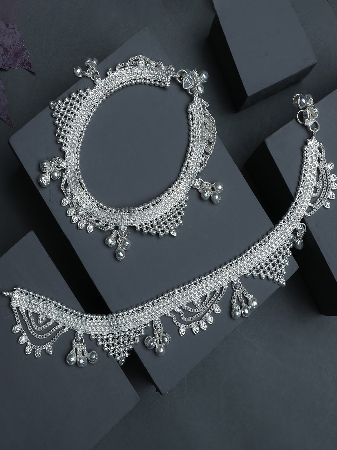 

ZaffreCollections Silver-Plated Beaded Anklets