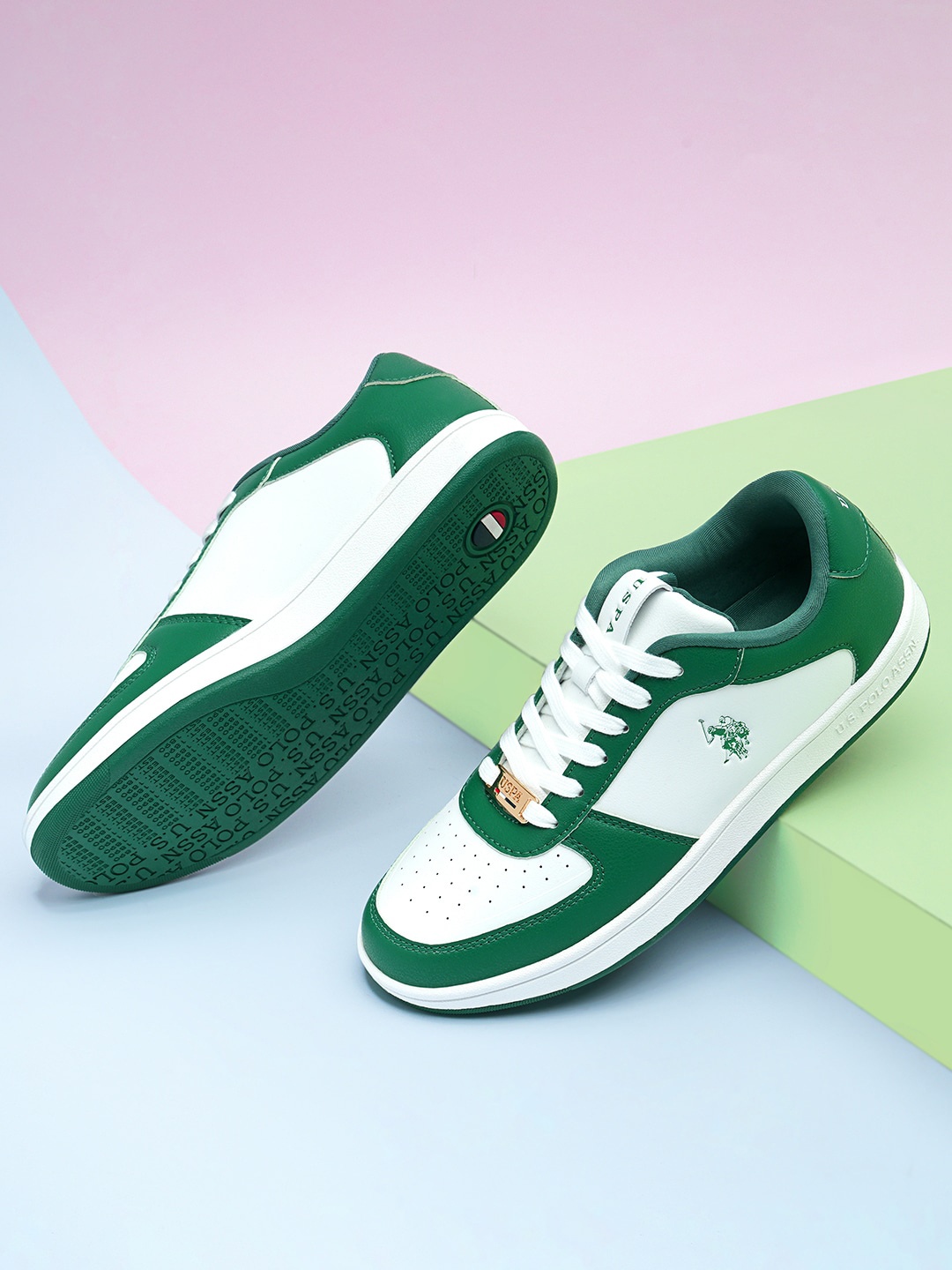 

U.S. Polo Assn. Colourblocked Lace-Up Sneakers Casual Shoes, Green