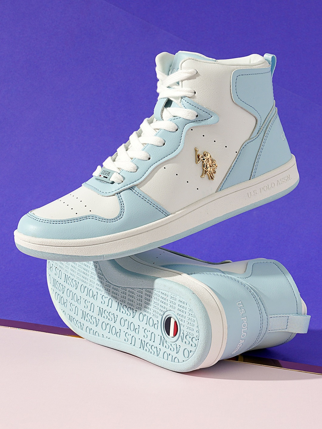 

U.S. Polo Assn. Colourblocked Lace-Up Sneakers Casual Shoes, Blue