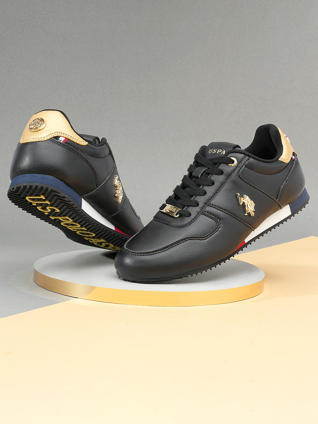 

U.S. Polo Assn. Lace-Up Sneakers Casual Shoes, Black