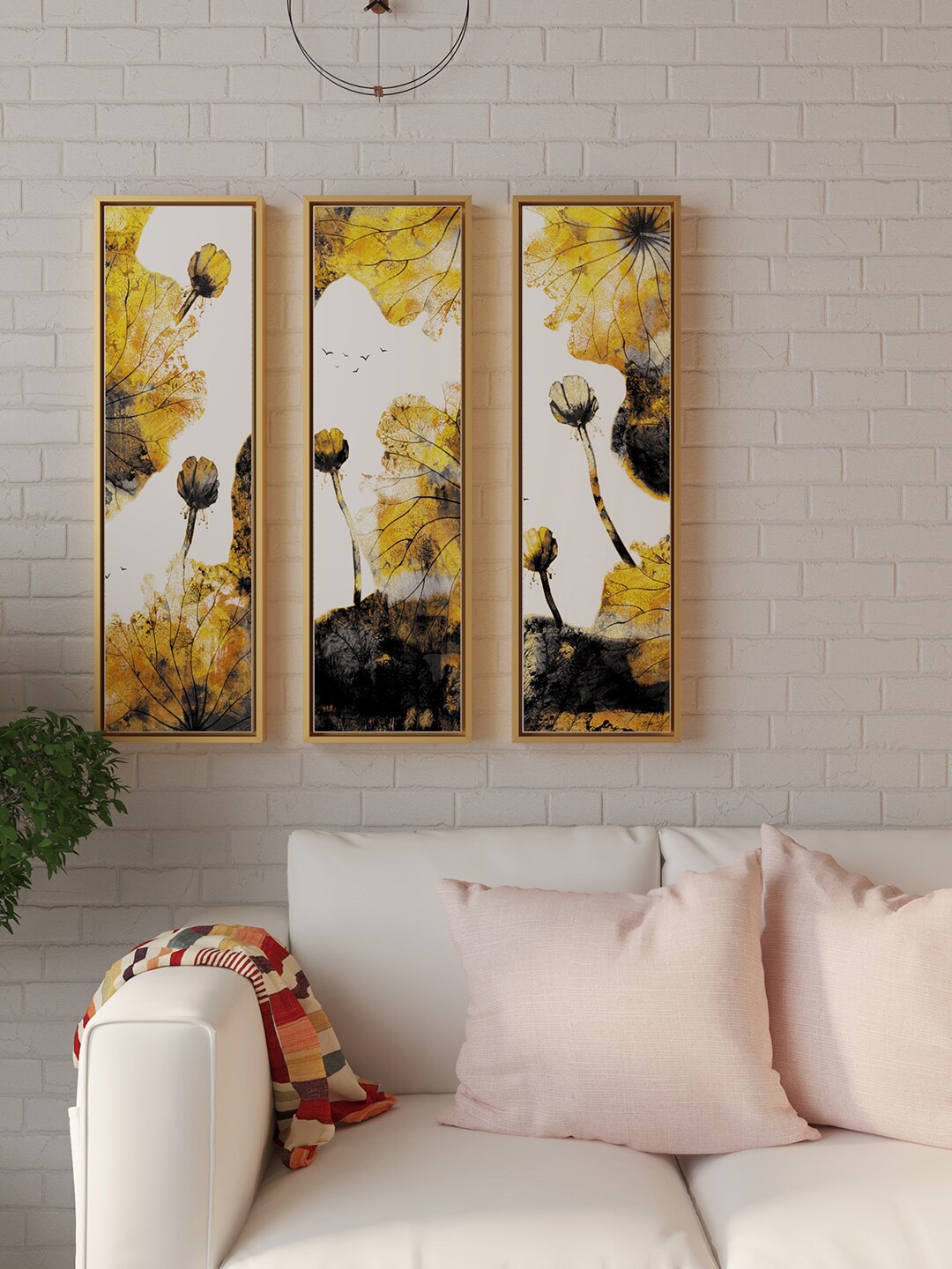 

Art Street White & Yellow 3 Pieces Abstract Painting Wall Art