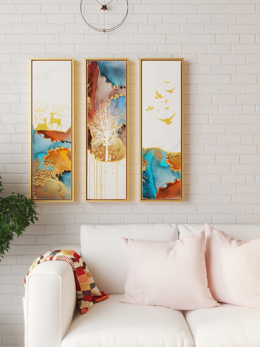 

Art Street White & Blue 3 Pieces Abstract Canvas Painting Wall Art