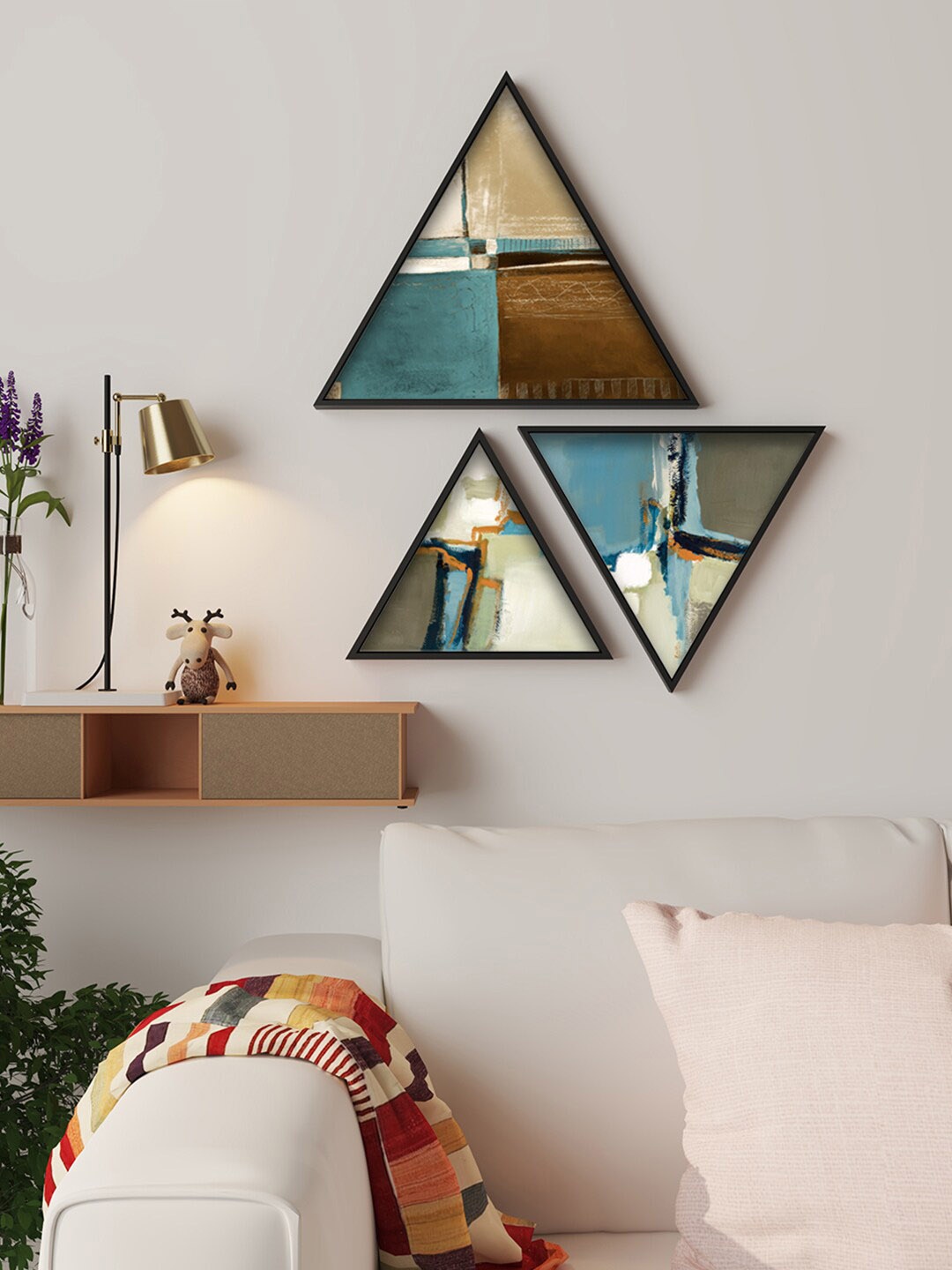 

Art Street Blue 3 Pieces Triangular Abstract Painting Wall Arts